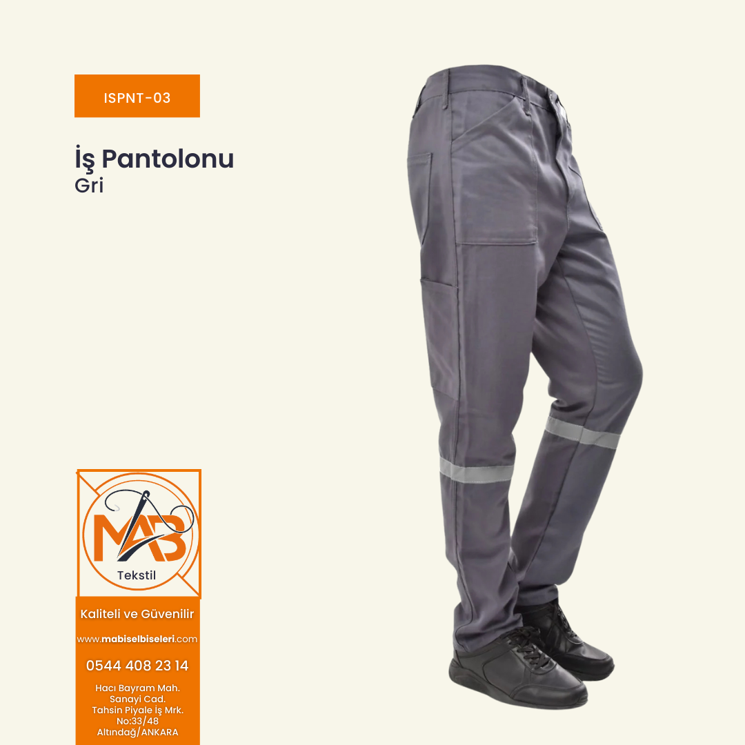 İş Pantolonu Reflektörlü Harman Pantolon Gri