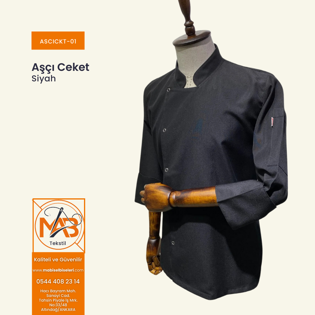 Aşçı Ceket Siyah