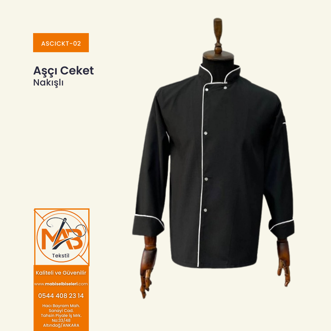 Aşçı Ceket Sİyah - Beyaz Bieli