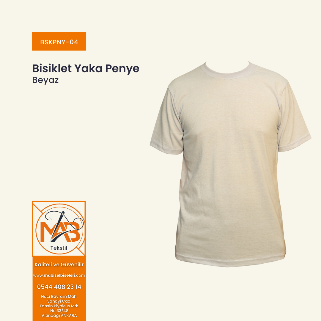 Bisiklet Yaka Penye Beyaz