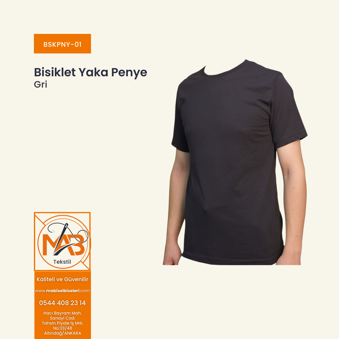 Bisiklet Yaka Penye Gri