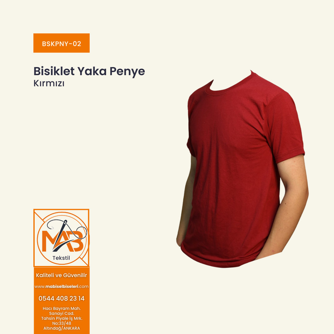 Bisiklet Yaka Penye Kırmızı