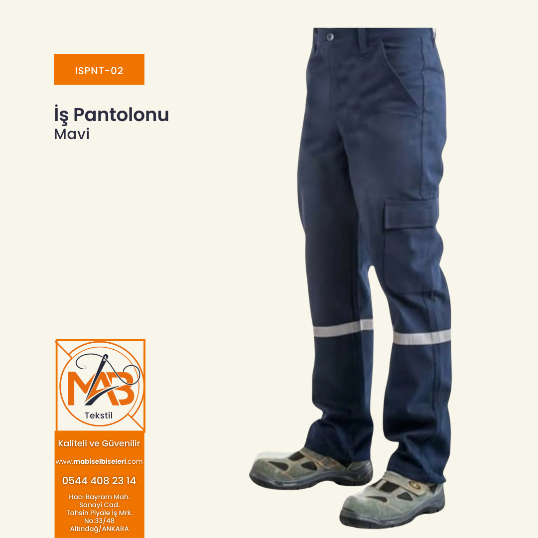 İş Pantolonu Reflektörlü Harman Pantolon Mavi