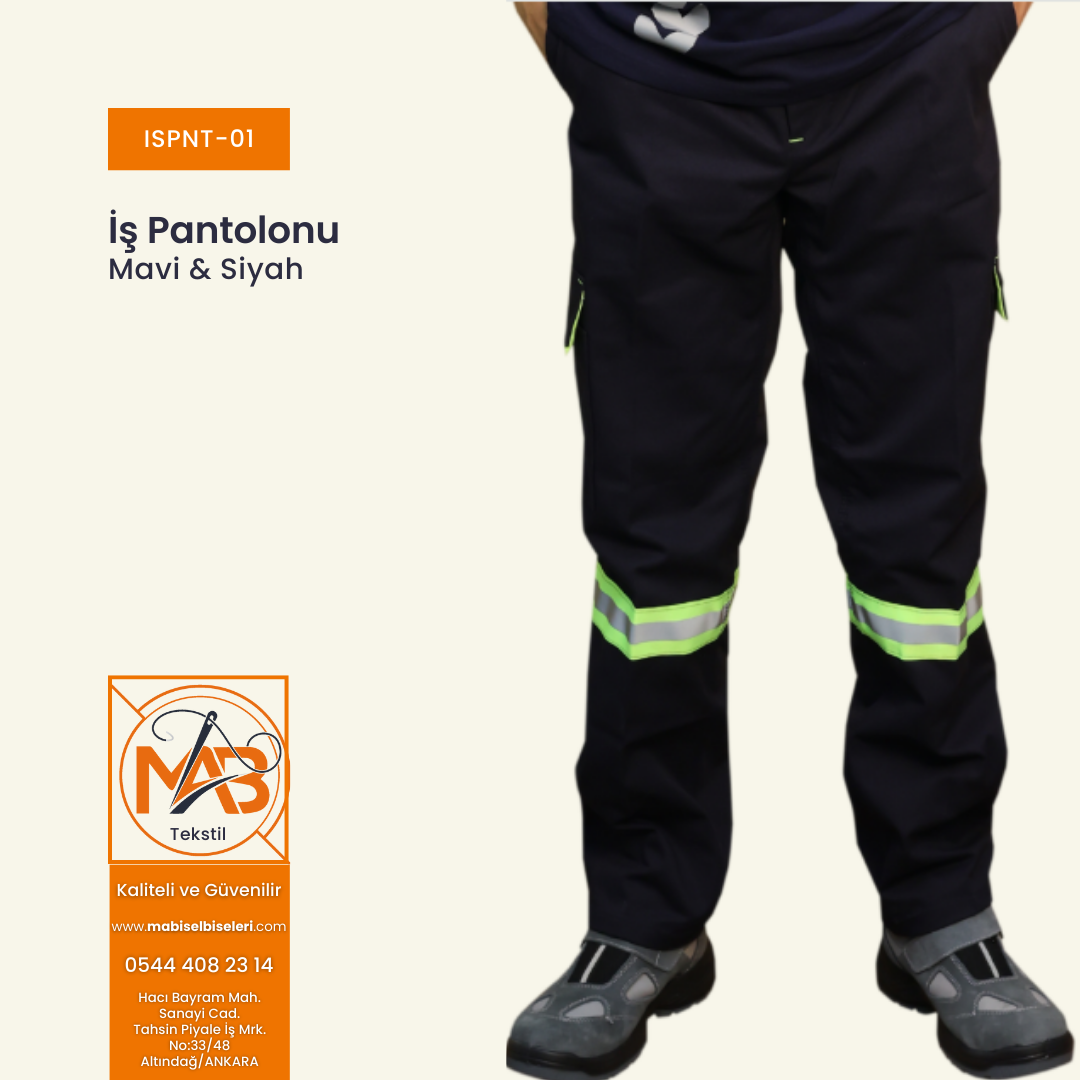 İş Pantolonu Reflektörlü Harman Pantolon Siyah